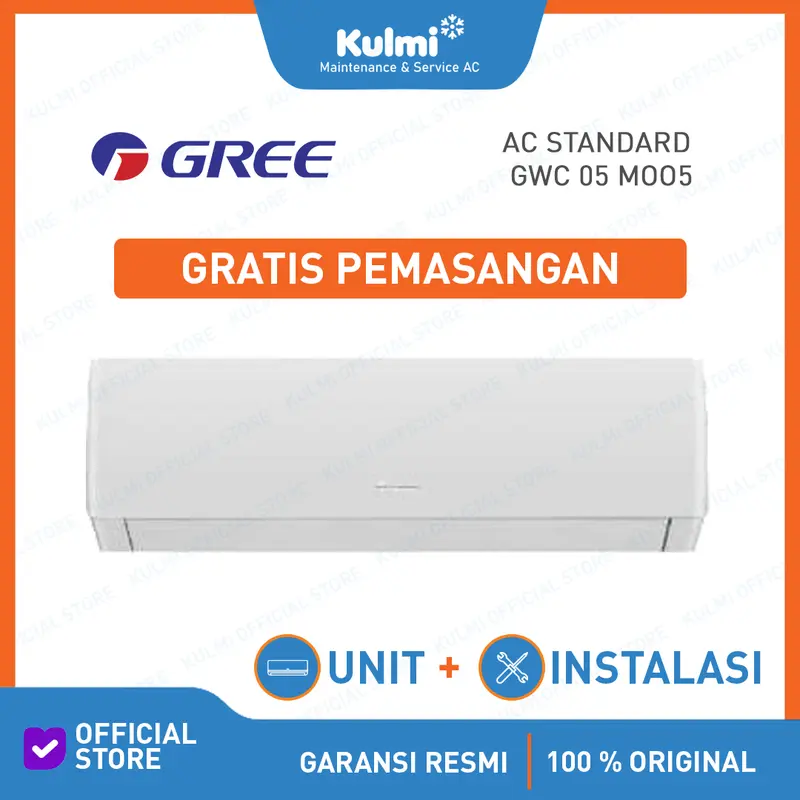 AC GREE GWC-05MOO5S 0,5PK + PASANG AC 1/2pk GWC 05 MOO5S STANDAR Split 0