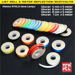STIKER List roll velg 4mm/6mm/8mm/1cm Reflektif Scotlite NYALA panjang