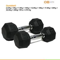 Gambar HEXAGONAL DUMBBELL OB FIT BLACK RUBBER 9 KG dari OB Fitness & Health Kota Administrasi Jakarta Barat 3 Tokopedia