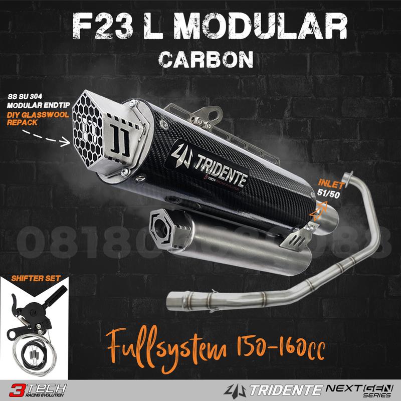 Knalpot 3 suara Tridente F23 Modular untuk Motor 150cc-160cc Original 1