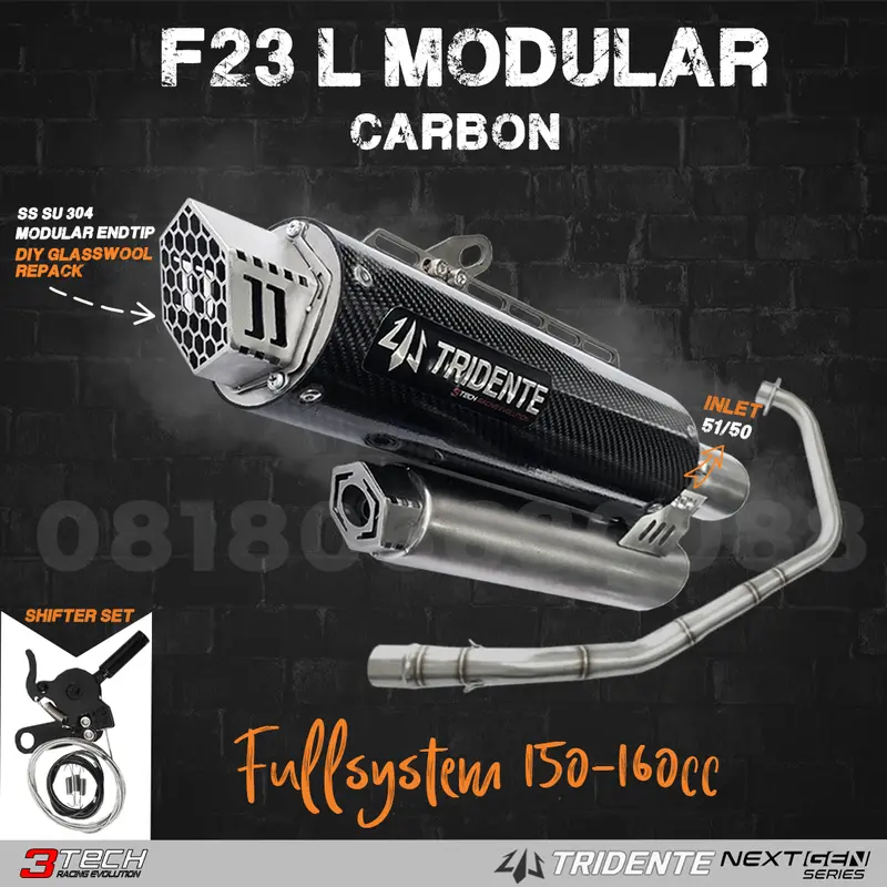 Knalpot 3 suara Tridente F23 Modular untuk Motor 150cc-160cc Original 1
