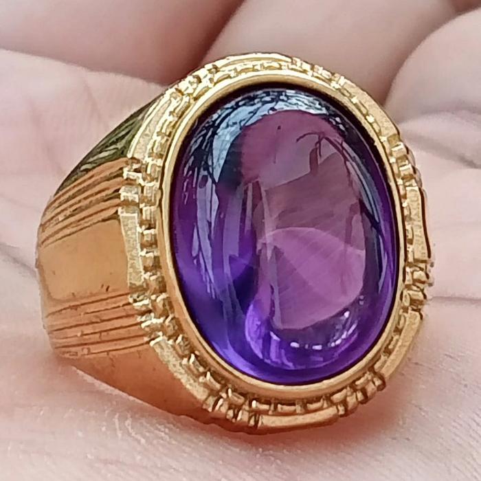 Gambar CINCIN BATU KECUBUNG TANJUNG PURPLE - Black premium dari azzaim stone Kota Administrasi Jakarta Timur Tokopedia
