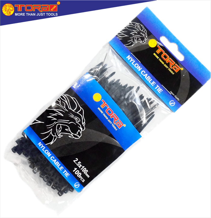 Gambar TORA Kabel Tis Nylon 2.5 x 100 mm - Tali Ikat Warna Hitam 100 Pcs dari Tora Official Shop Kab. Bandung Tokopedia