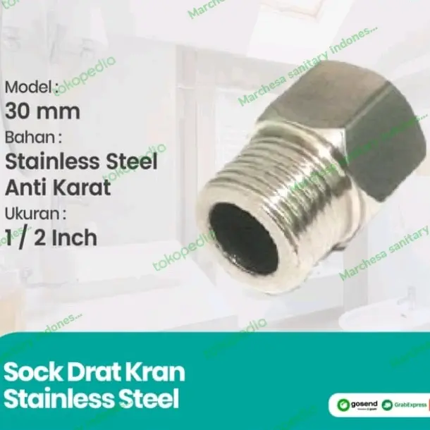 Sok Kran Pendek Sambungan 3cm Stainless Steel