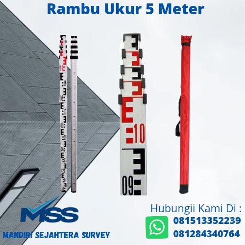 Nivo Rambu Jual Rambu Mistar Bak Ukur 5M/5 Meter/ Leveling/ Alumunium Staff + Nivo ...