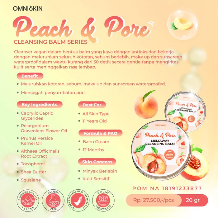 Gambar Peach and Pore Meltaway Cleansing Balm - 20GR dari OMNISKIN Kota Surabaya 5 Tokopedia