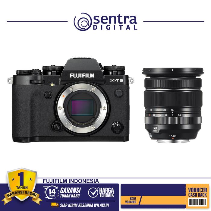 Gambar Fujifilm X-T3 Body Only With XF 16-80mm F/4 R OIS WR Black dari Sentra Digital Kota Surabaya Tokopedia