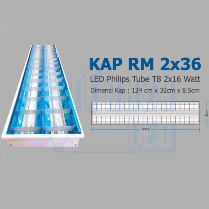 Jual Philips Kap Lampu RM 2x36W RMI 2 x 36w 120cm 1200mm LED 18W Ecofit ...