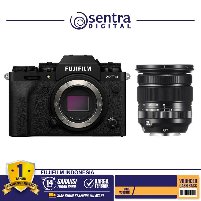 Gambar Fujifilm X-T4 Body Only Black + XF 16-80mm F/4R OIS WR dari Sentra Digital Kota Surabaya Tokopedia