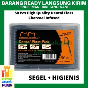 Charcoal Dental Floss Infused Tusuk Gigi Interdental Brush Benang Kit