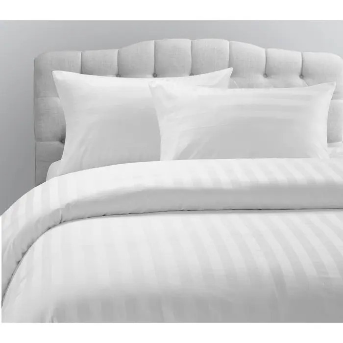 [DC Only] Duvet/ Quilt Cover Putih Dobby Ctn Stripe 3cm 300TC LINEN.ID