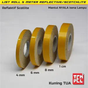 STIKER List roll velg 4mm/6mm/8mm/1cm Reflektif Scotlite KUNING TUA