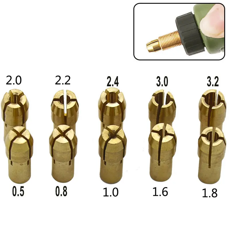 Brass Collet Kuningan Mini Grinder Drill Bor Chuck 1mm 2mm 3mm 3.2mm