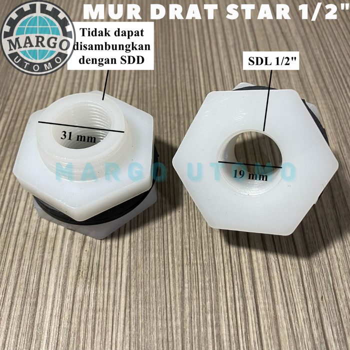 Gambar Mur Drat Ring Star Toren Tandon Tangki Air 1/2 inch dari Margo Utomo Kab. Bandung Tokopedia
