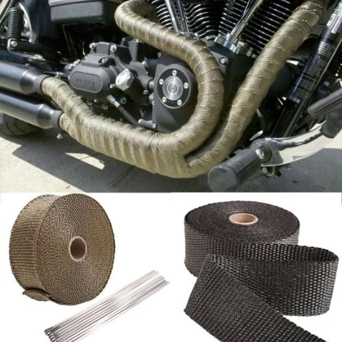 Gambar exhaust Wrap Lakban knalpot anti panas 10Meter Warna Hitam Berkualitas dari Ibra84shop Kab. Tangerang Tokopedia