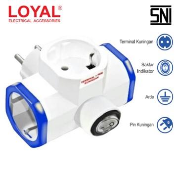 LOYAL LY-912SK T-Arde Steker + Saklar Colokan 3 Lubang Stop Kontak