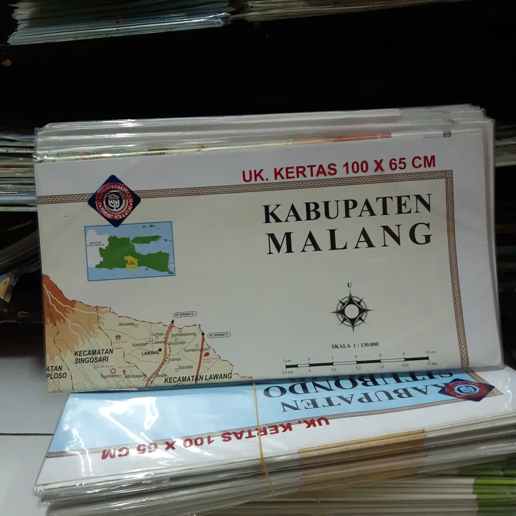 PETA KABUPATEN MALANG LIPAT UKURAN 100 X 65 CM
