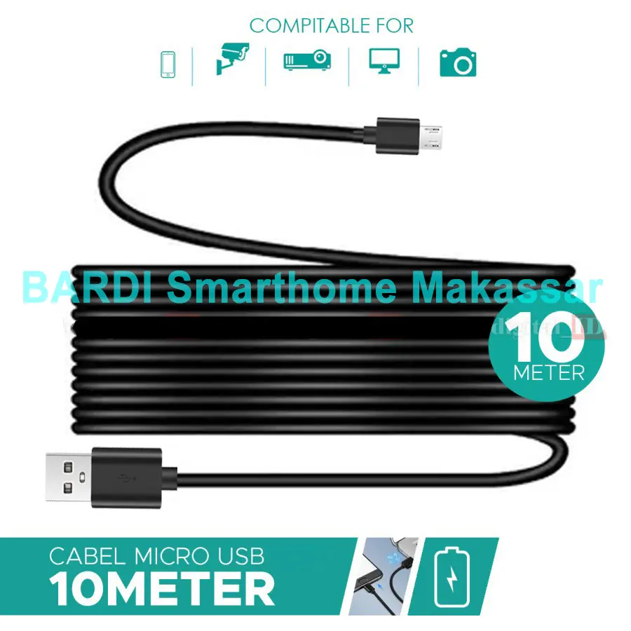 Kabel Micro USB 10 METER Charge Kabel Cas Panjang IP Cam Kamera CCTV