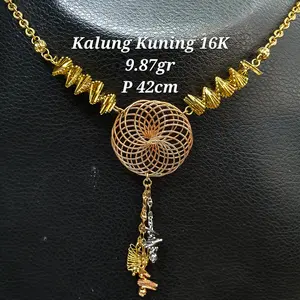 Kalung Rantai Liontin Kuning Emas Asli Kadar 700 16K Rumbai Hologramm