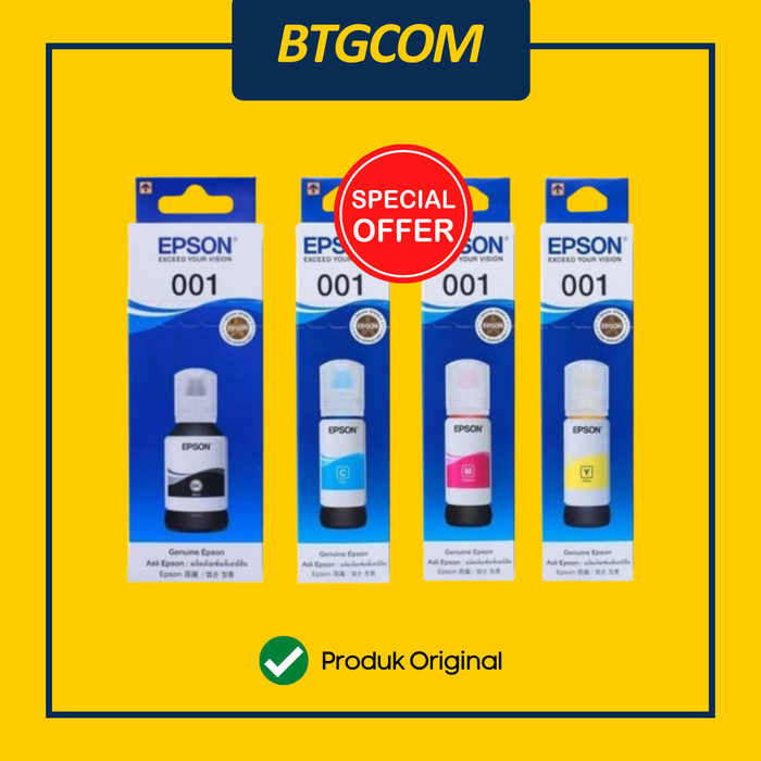 Gambar Epson 001 Black Cyan Magenta Yellow BK C M Y CL Tinta Ori dari btgcom Kota Denpasar Tokopedia