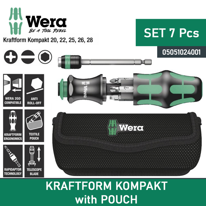Gambar Obeng Bits Set Wera 05051024001 Kraftform Kompakt 25 With Pouch 7 Pc dari warungtools Kota Administrasi Jakarta Utara Tokopedia