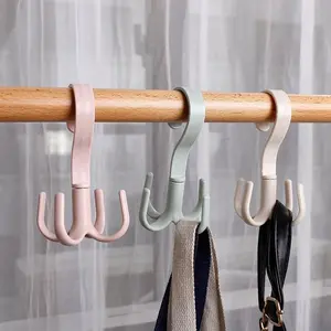 Gantungan Tiang Lemari Hook Hanger S 4 Kait 360 Putar Baju Sepatu Tas