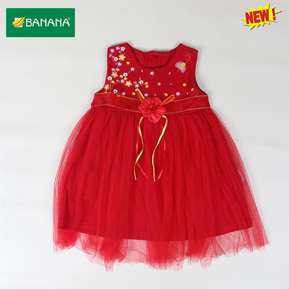 Gambar BANANA Dress Bayi Perempuan Tanpa Lengan Merah Bordir tulle - XS dari BANANA Official Store Kota Administrasi Jakarta Timur Tokopedia