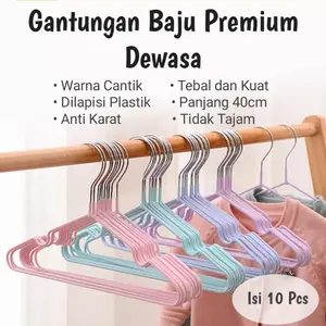 Isi 10Pcs / Gantungan Baju Hanger Baju Stainless Steel Anti Karat SNI