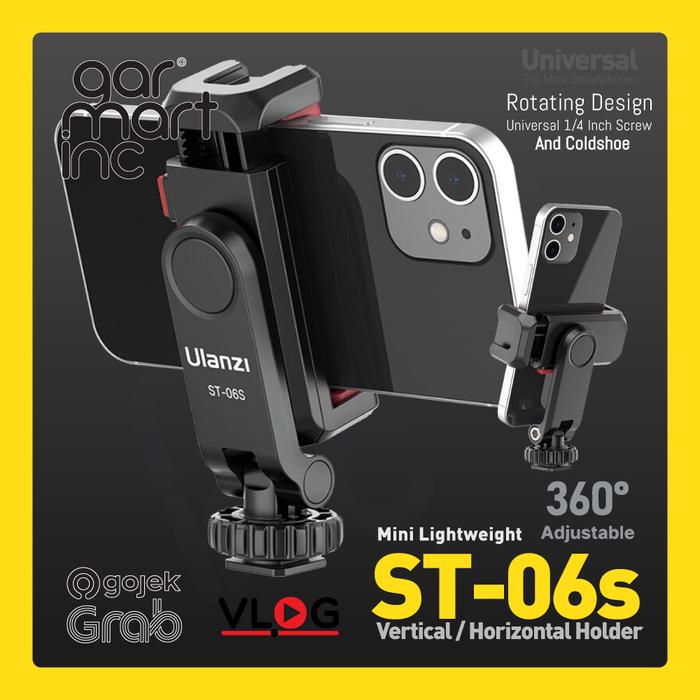 Gambar ULANZI ST-06s Holder 360 Mount Phone Universal Clip HP Smartphone Vlog dari garmart Kota Administrasi Jakarta Barat Tokopedia