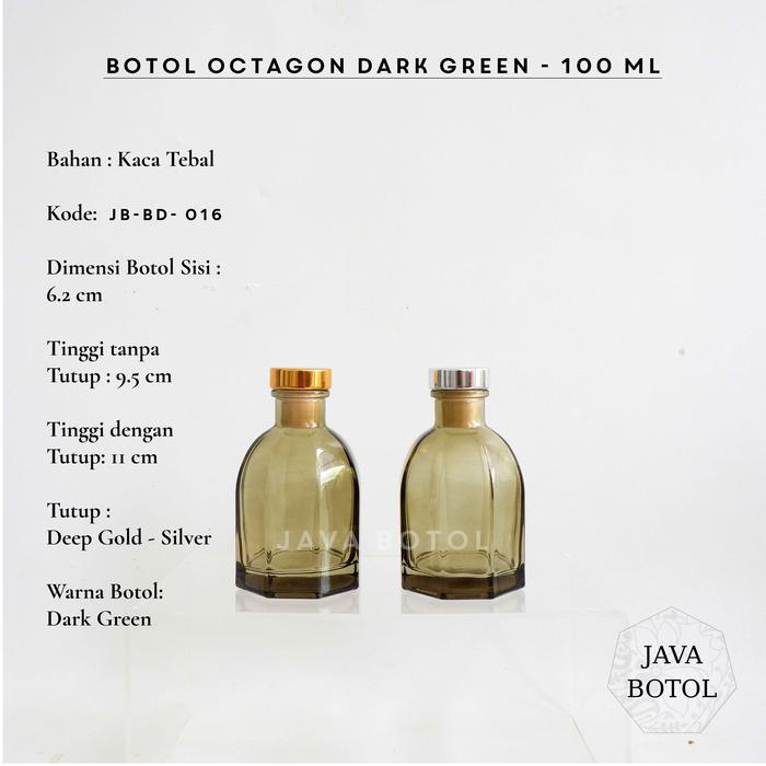 Jual Botol Reed Diffuser Octagon Green 100/120 mL (Cork Cap) - Silver ...