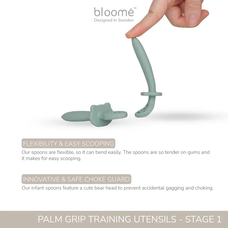 BLOOME Baby Palm Grip Training Utensils - Stage 1 Silicone Dip Spoon 3
