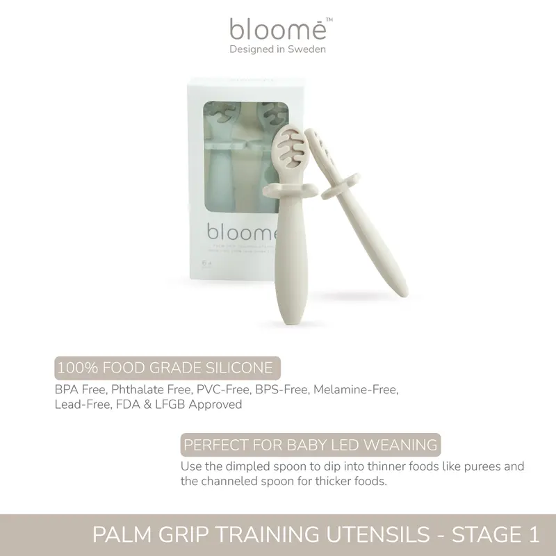 BLOOME Baby Palm Grip Training Utensils - Stage 1 Silicone Dip Spoon 2