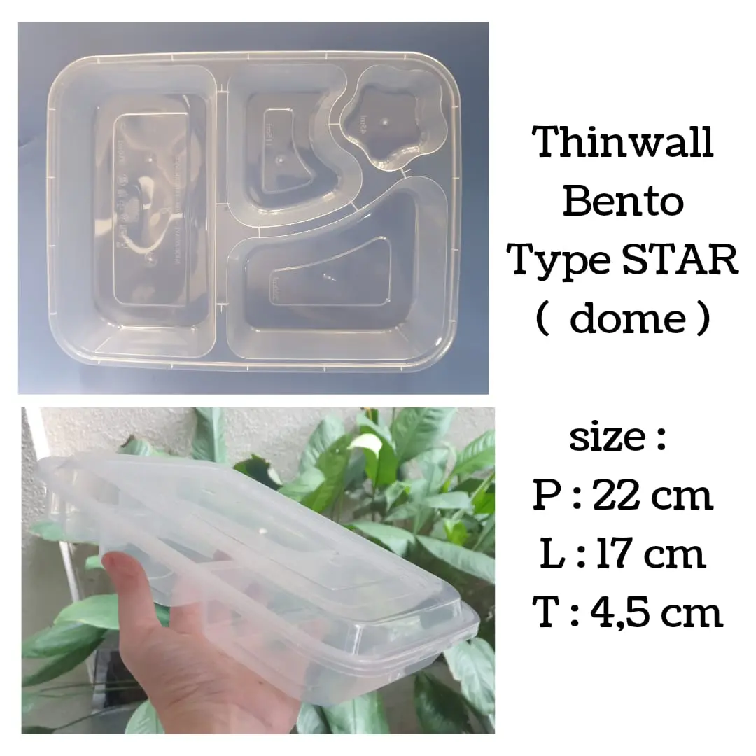 Thinwall Bento 4 Sekat Isi 25pcs / Bento Box