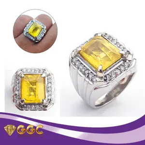 Cincin Batu Yellow Safir Catam kotak Minimalis