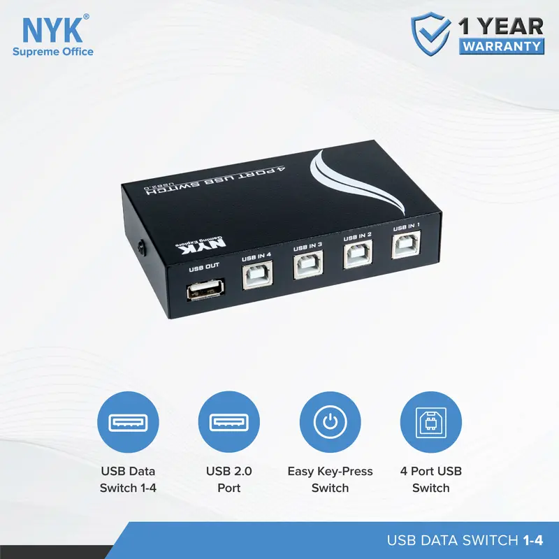USB HUB NYK 2.0 Data Switch Printer 1-4 port 2