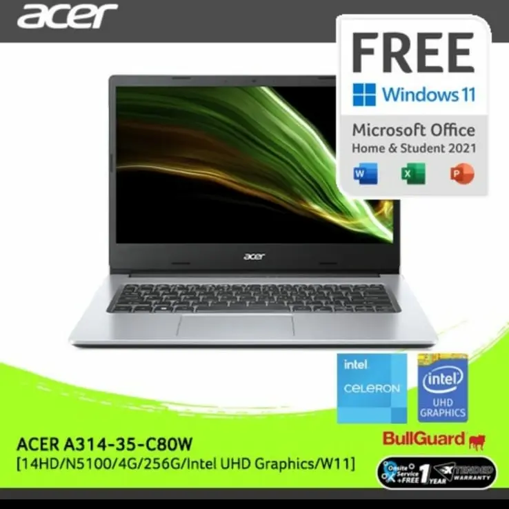 Acer Aspire 3 Slim A314-35 N5100-QUADCORE 4Gb 256GB SSD WIN11+OHS 2019