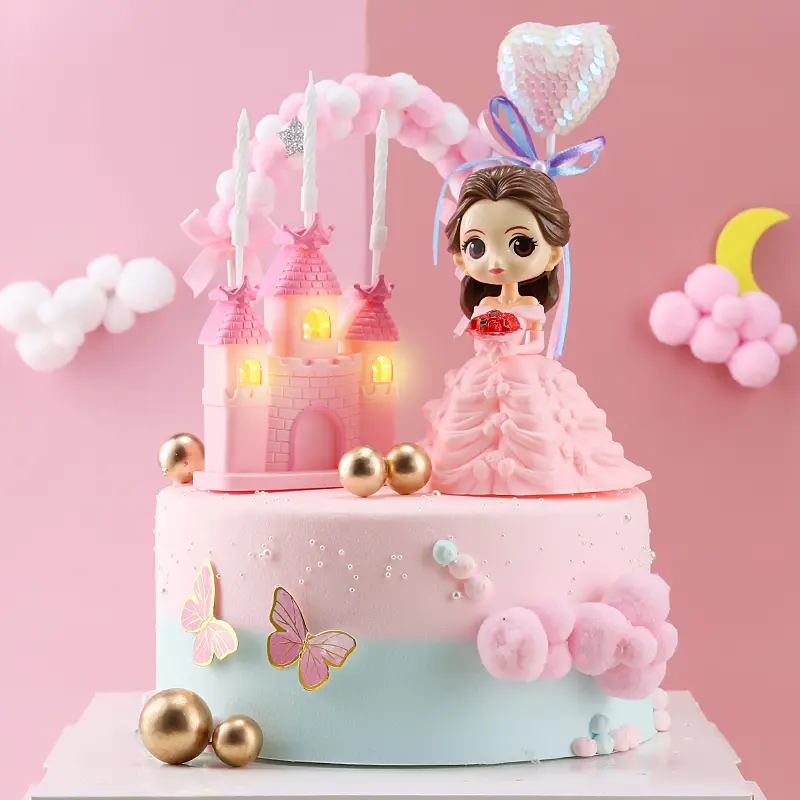 Topper Princess Belle Pink Free Kupu-kupu Pink/Promo/Sesuai stok