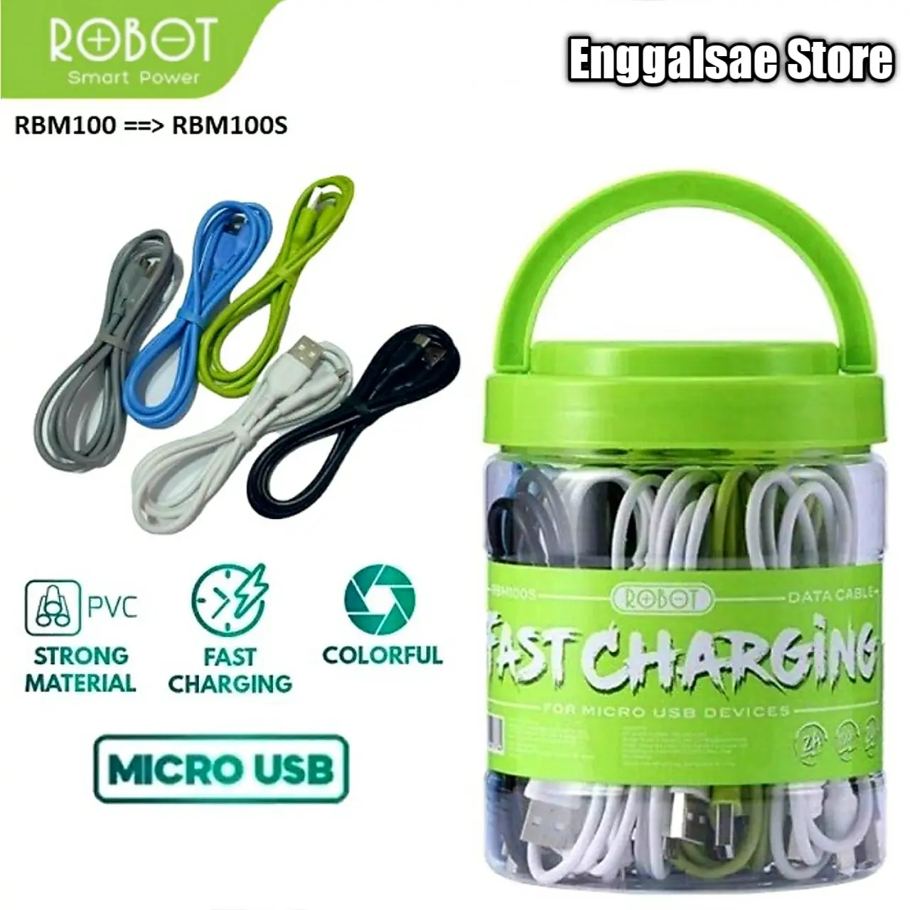 Kabel Data ROBOT RBM100 Micro USB 2A 100cm - FAST CHARGING Micro USB
