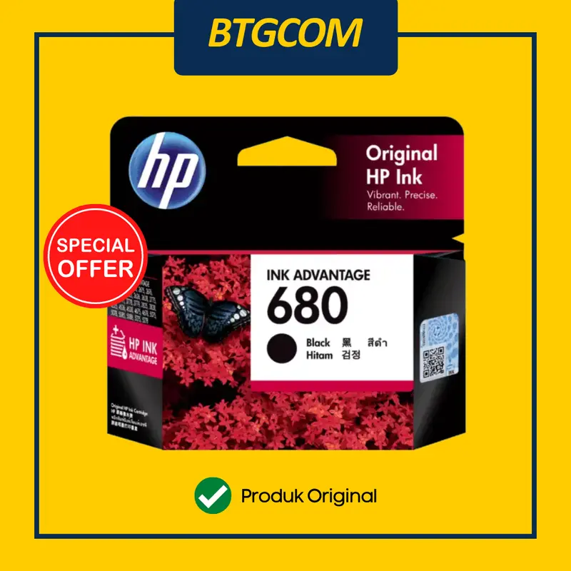 HP 680 Black Hitam BK Tinta Catridge Catrid HP680 Ori