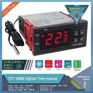 STC-1000 Digital Thermostat Temperature Controller NTC Sensor STC1000 for Heating or Cooling - AC/DC 220V 24V 12V Power Supply
