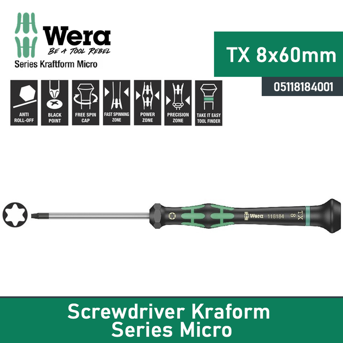 Gambar Obeng Bintang TX 8 x 60 mm Wera 05118184001 Mirco S/Driver for TORX dari warungtools Kota Administrasi Jakarta Utara Tokopedia