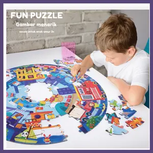 SHAPE ROUND PUZZLE MAINAN EDUKASI PUZZLE JIGSAW ANAK DINOSAURUS HEWAN FOREST