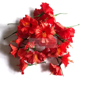 Bunga Pucuk Merah / Bunga Kembang Sepatu Artificial Bahan Plastik