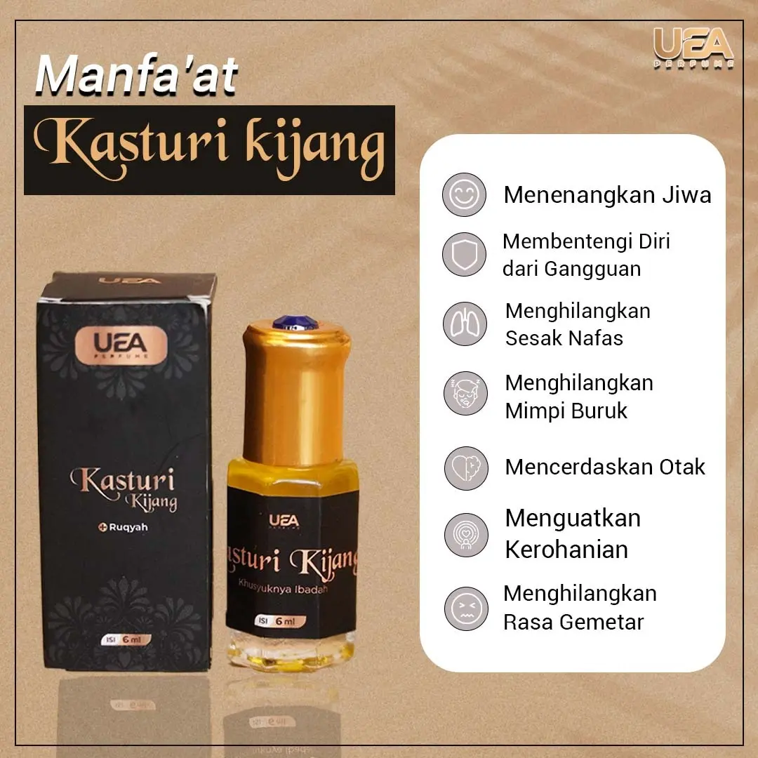 UEA Minyak Kasturi Kijang/Parfum Ori Kasturi wangian pendamping Ruqyah menengahkan jiwa