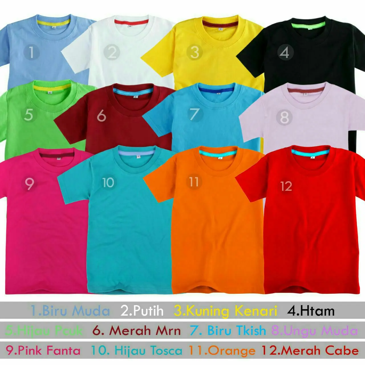KOAS POLOS ANAK CEWEK COWOK COMBED 24s LENGAN PENDEK S M L XL XXL