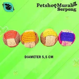 Mainan Kucing Anjing Pet Toys Woll Ball Bola Rajut Tambang