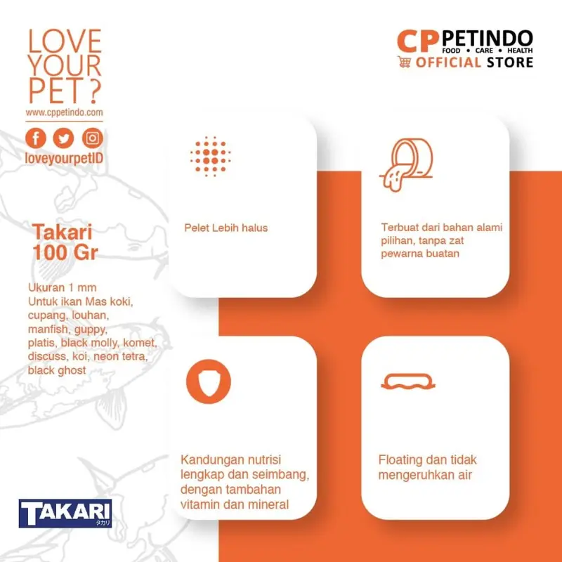 Takari Fish Food Floating Type Mix 1mm Pakan Ikan Hias 100gr - Isi 5 2