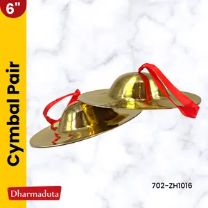 Cymbal Pair Alat Sembahyang Puja Ritual Tibetan Buddhis Kuningan D15cm