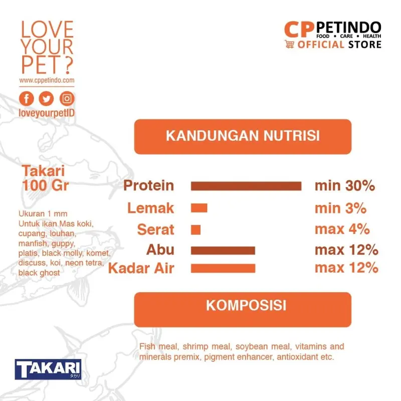 Takari Fish Food Floating Type Mix 1mm Pakan Ikan Hias 100gr - Isi 5 1