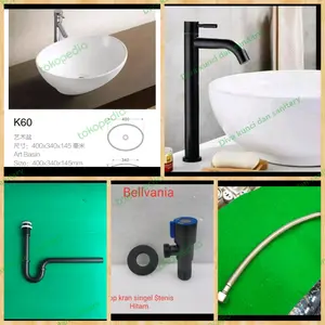 wastafel oval k 60 kran hitam / wastafel keramik k60 Keran